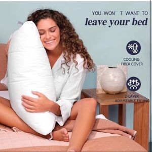 Cooling White Adjustable-Fill Bed Pillow - Unbranded